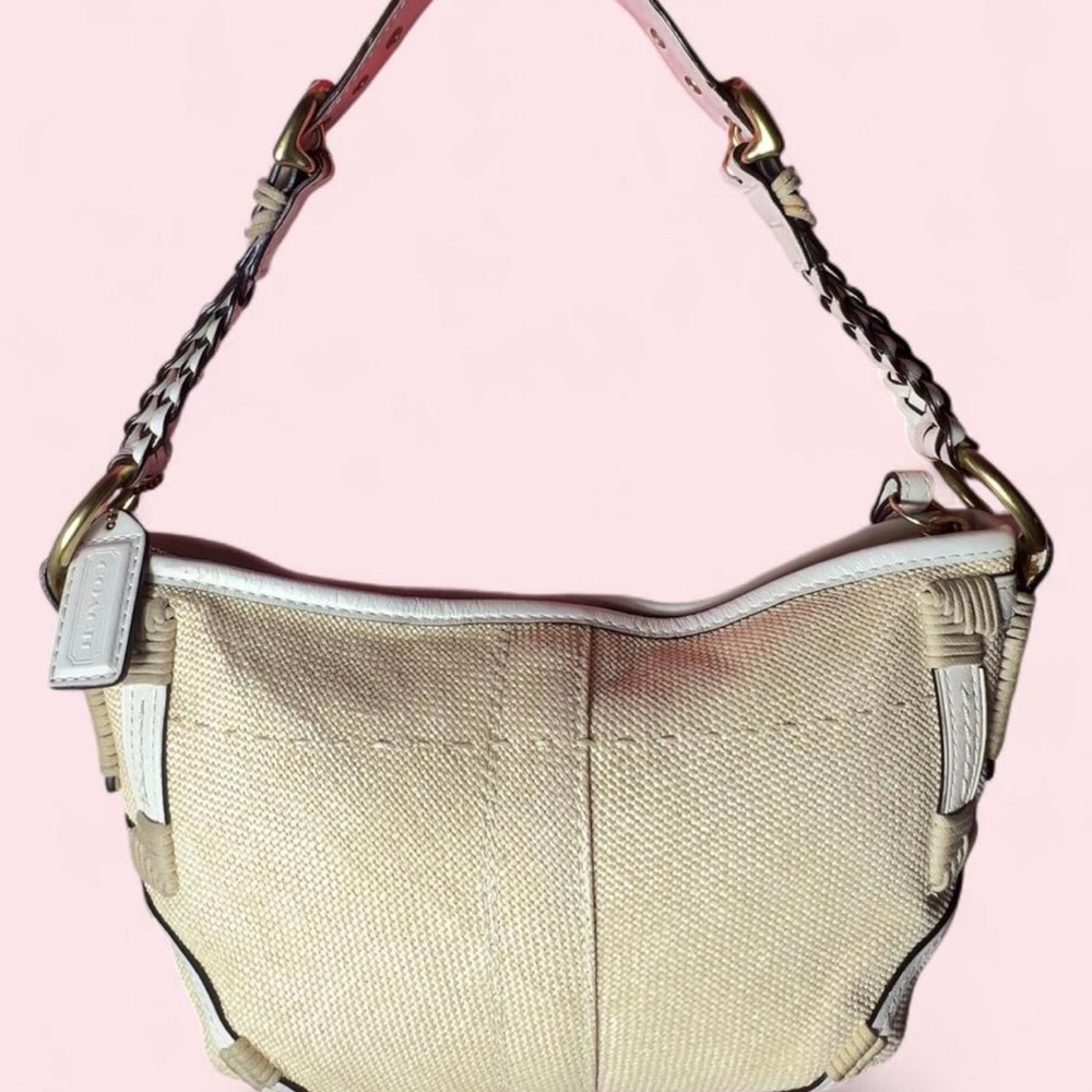 Vintage 2005 Coach Angora Straw Hobo shoulder bag